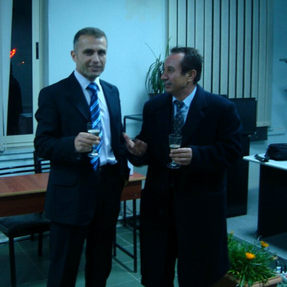 Fatmir Bardhoci with 8 Dan master Stavros Projos, delegate of the European federation of TKD ETU